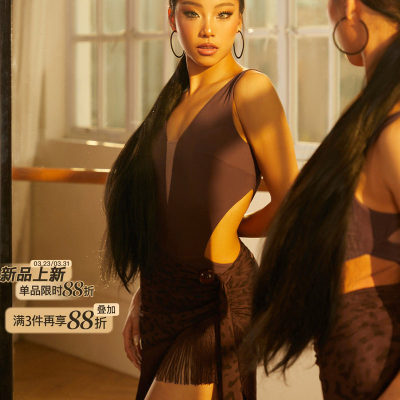 ZYM【Good 豹ning】半裙不规则拉丁舞练功服女假围裹设计26027