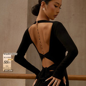ZYM 上衣露背绑带拉丁舞练功服女成人金属链美背25065 香水琥珀