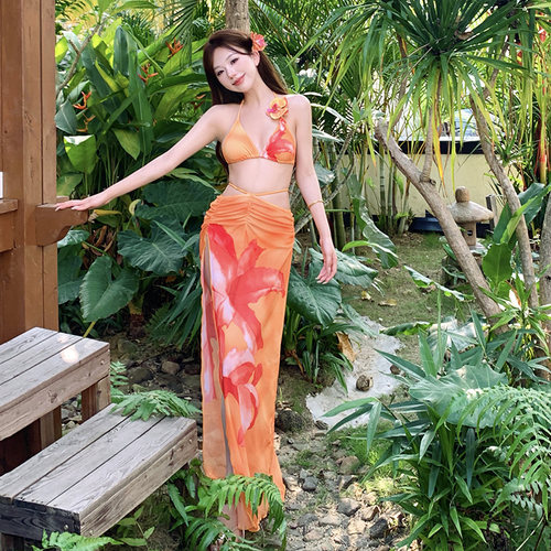 诗凯迪分体比基尼长裙泳衣女