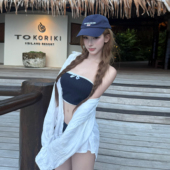 藏蓝显白蕾丝花边网红少女风分体抹胸比基尼裙三件套度假温泉泳衣