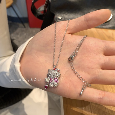 微镶锆石星星KT猫吊坠项链百搭甜美时尚锁骨链轻奢通勤百搭项链