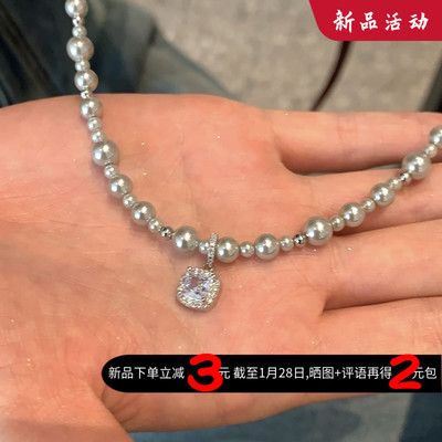 银灰清冷贵气珍珠锁骨链显白