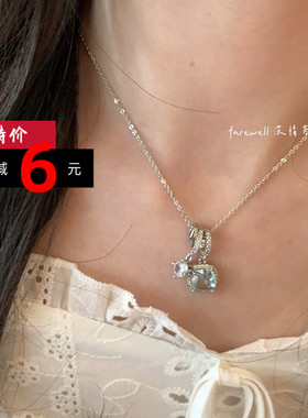 冰糖水蓝色锆石项链女2025新款爆款轻奢小众清冷感锁骨链配饰超美