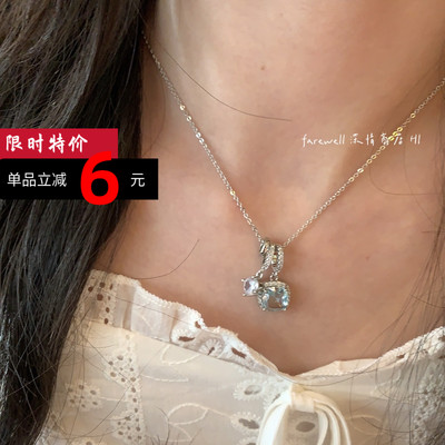 冰糖水蓝色锆石项链女2025新款爆款轻奢小众清冷感锁骨链配饰超美