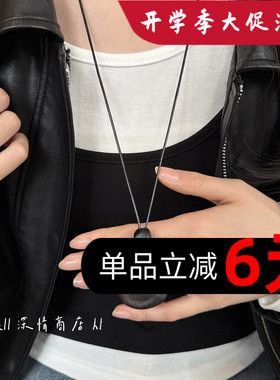 暗黑系黑色长款毛衣链女