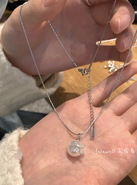 不掉色蝴蝶结珍珠锁骨链