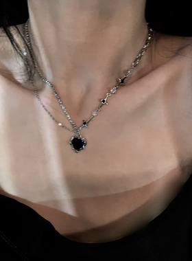 辣妹标配！个性百搭！黑色钛钢项链气质名媛锁骨链女高级感不掉色