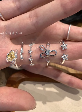 韩版小众镂空小花朵戒指