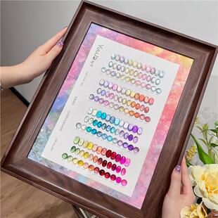 柚甲新款轻奢彩色流光猫眼超亮瓷白绸缎玻璃珠猫眼套胶美甲店专用