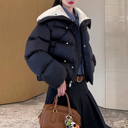 2024新款宽松面包服女设计感小众羽绒服外套冬季保暖短款羽绒上衣