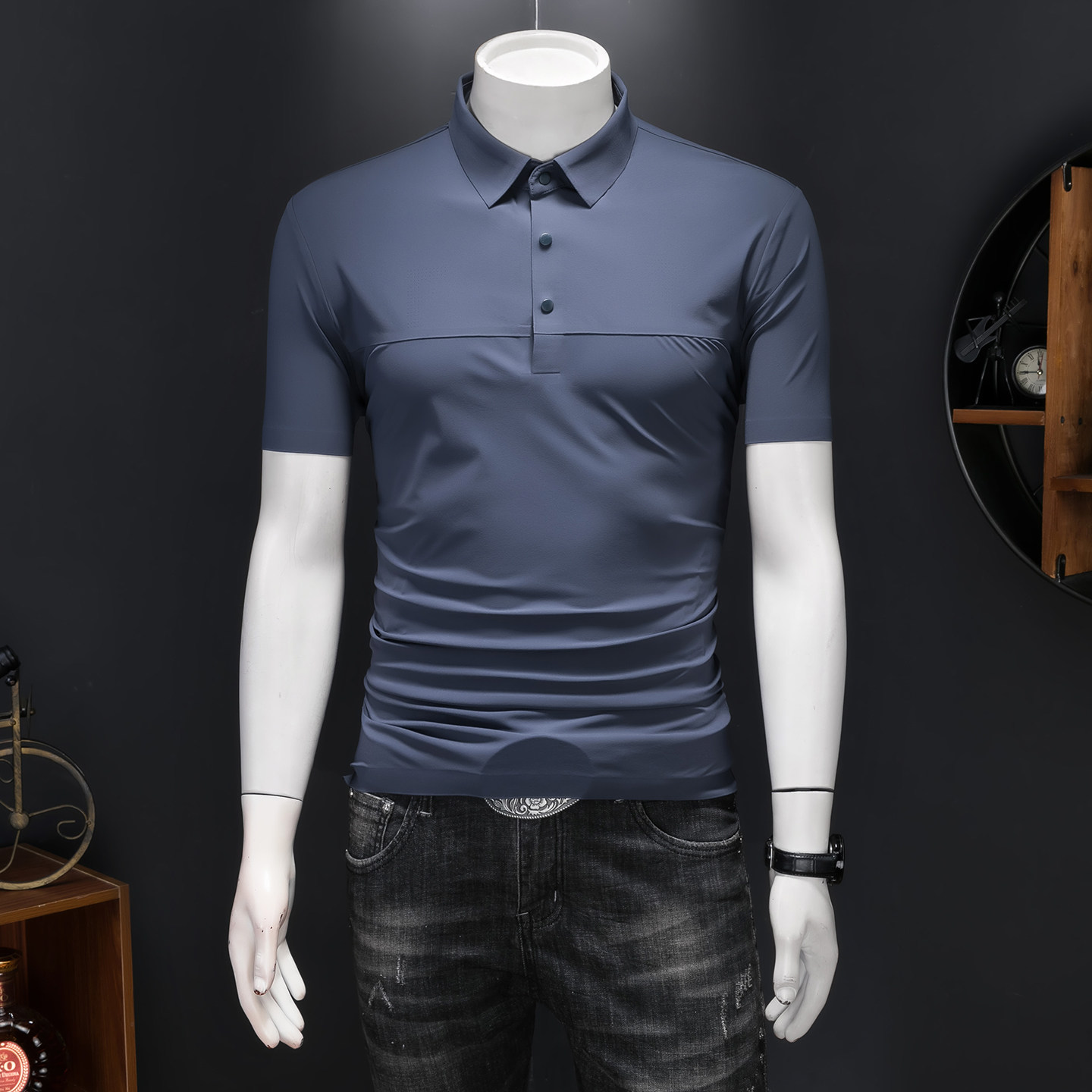 26夏季多色新款纯色商务冰丝无痕修身POLO衫翻领短袖2618-P68，男装Polo衫，钱塘7038(原5007）