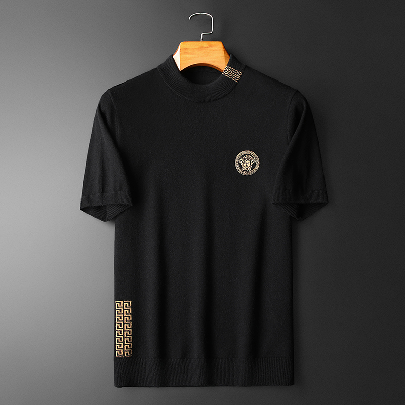 23新品秋冬男士羊毛衫圆领半袖刺绣厚毛衣针织衫打底衫89023p125，商品下架区商品下架区，钱塘7038(原5007）