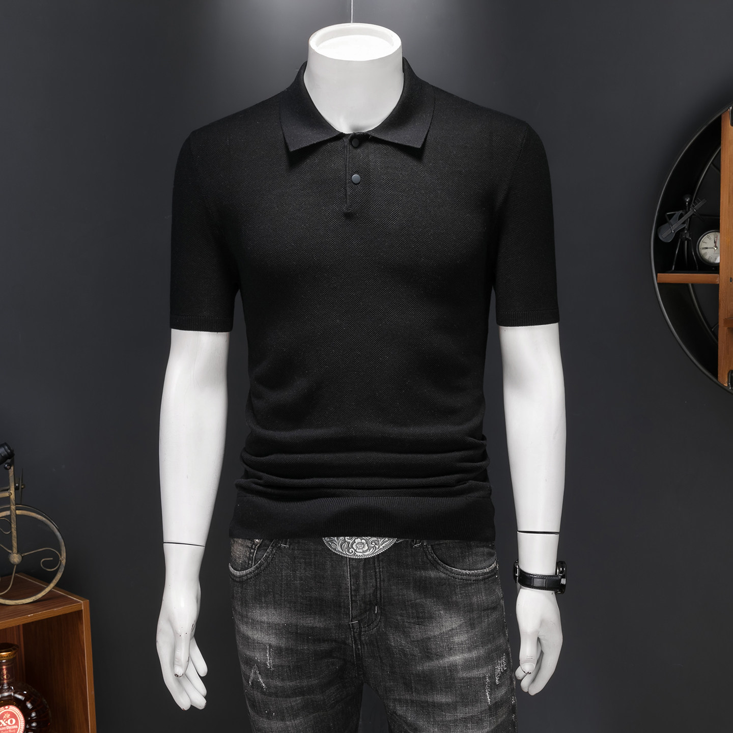 男士翻领两粒扣Polo衫的商务感同时针织面料凉爽不闷汗26125/p88，男装Polo衫，钱塘7038(原5007）