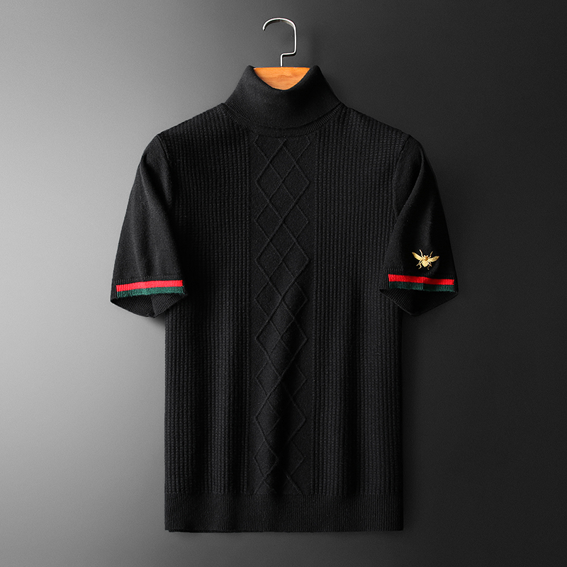 23秋冬季男可翻高领刺绣毛衣羊毛衫针织衫打底衫9235p125180，男装针织衫/毛衣，钱塘7038(原5007）