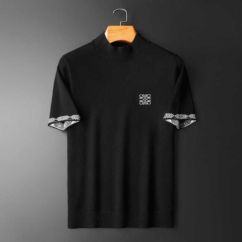 25新品秋冬男士羊毛衫圆领半袖刺绣厚毛衣针织衫打底衫89024p125，男装针织衫/毛衣，钱塘7038(原5007）