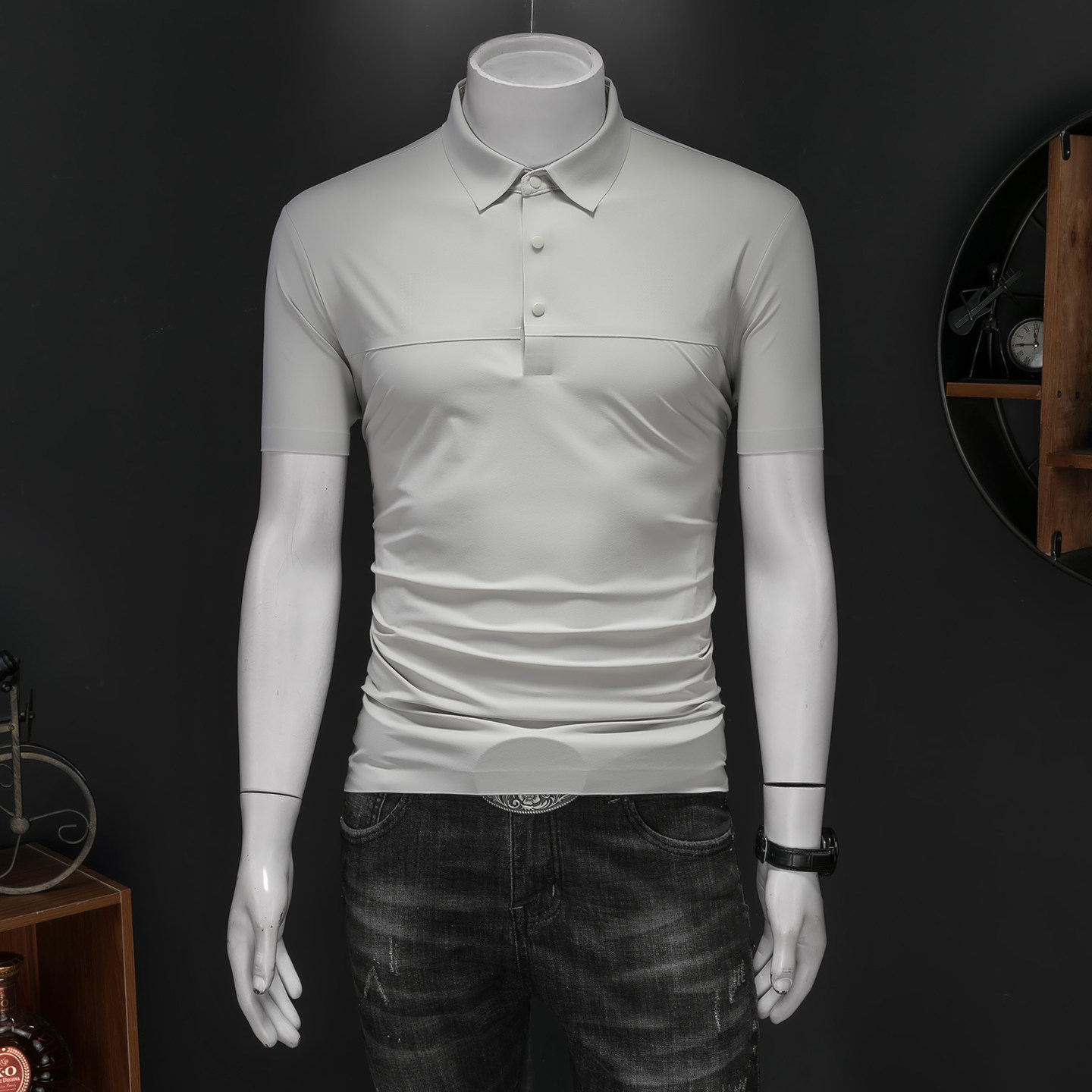 26夏季多色新款纯色商务冰丝无痕修身POLO衫翻领短袖2618-P68，男装Polo衫，钱塘7038(原5007）