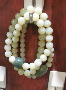 和田玉若羌黄口料山料手串8毫米珠 上手出油女款手链随机发货