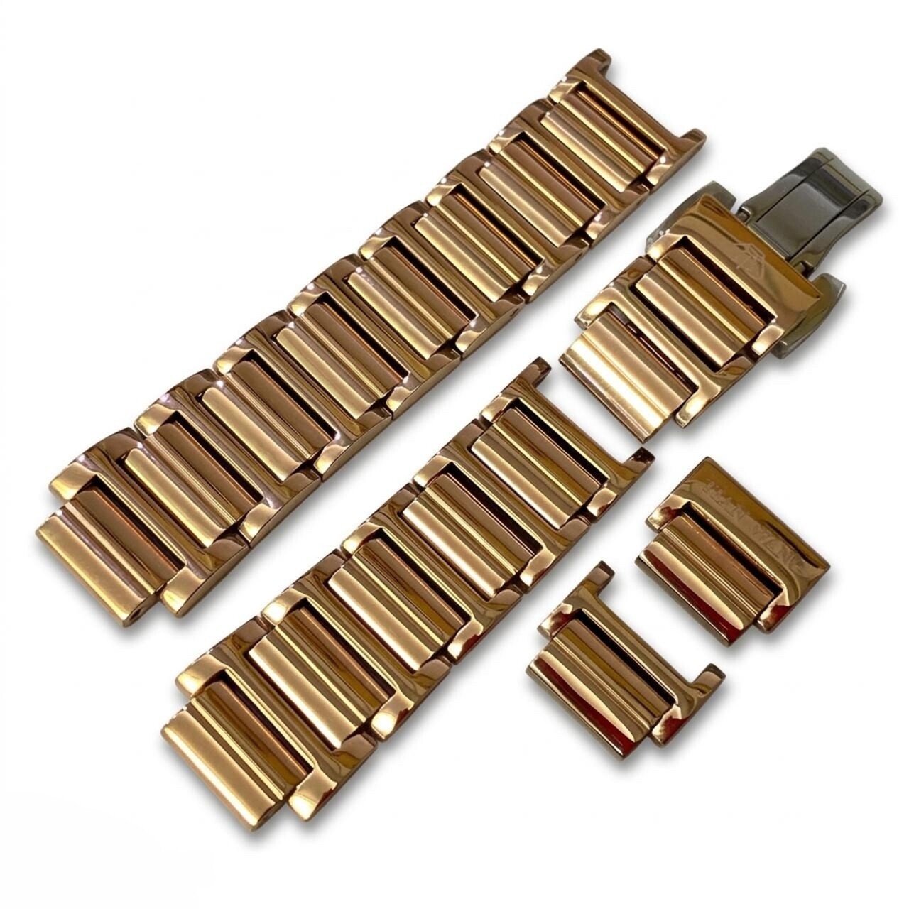 天王表带节Ls51107玫瑰金原装实心钢带正品精钢带蝴蝶表扣 51107