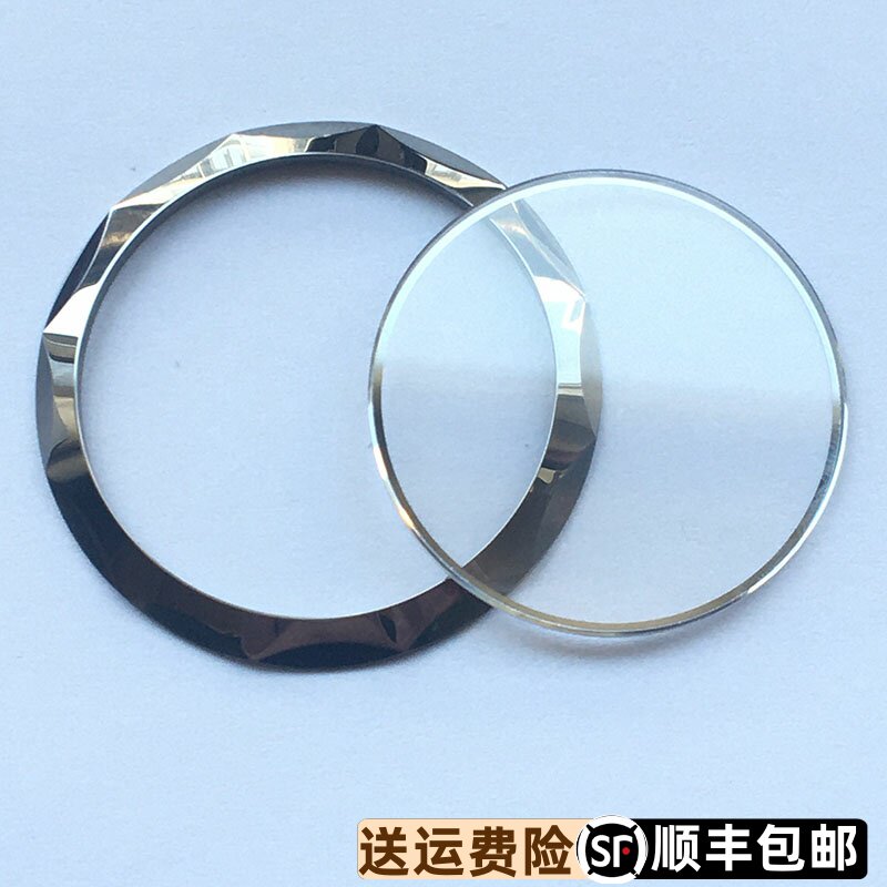 罗西尼手表5437原装钨钢蓝宝石银边镀膜玻璃表镜上套圈口镜面5438