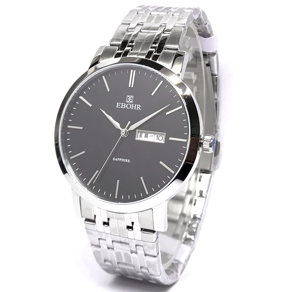 ebohr依波表男表正品手表男精钢商务石英情侣表防水简约女表1045