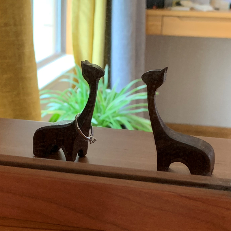 雨木长颈鹿戒指座日礼小动物摆件