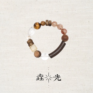 垚光沉晶地脉 沉香水晶图画石s925银猫眼珠土系手串