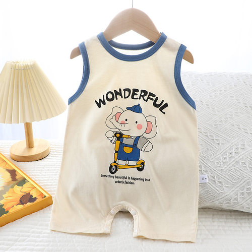 夏季新生儿纯棉背心连体衣宝宝衣