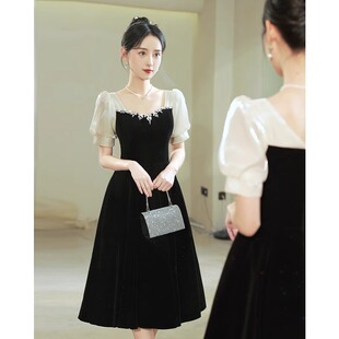 黑色晚礼服轻奢小众高级感法式日常成人礼小个子连衣裙女平时可穿