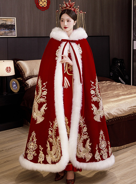 冬季新娘披风中国风女金花