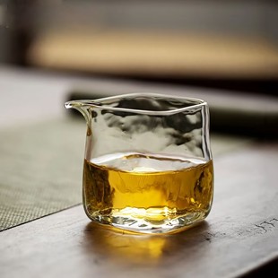 高硼硅方形公道杯玻璃高档耐高温锤纹四方公杯功夫茶具茶海分茶器