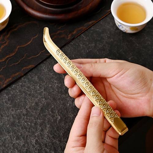 茶夹纯黄铜茶杯夹泡茶洗杯茶镊子