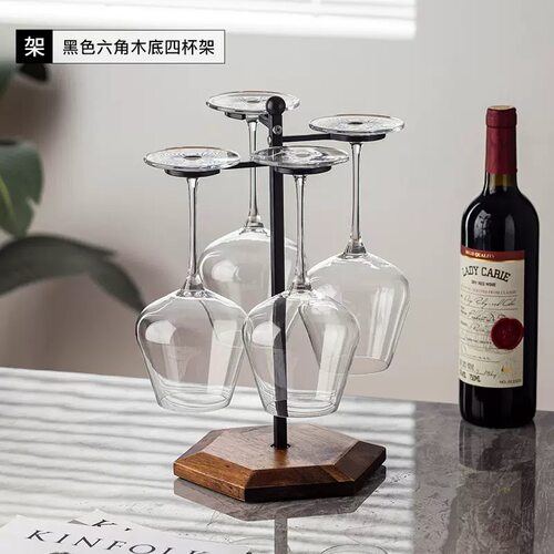 实木铁质酒柜悬挂高脚杯架