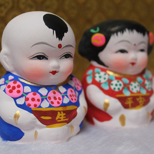 无锡惠山泥人阿福阿喜特色地区手工艺品手绘吉祥如意刻字纪念泥塑 - 封面