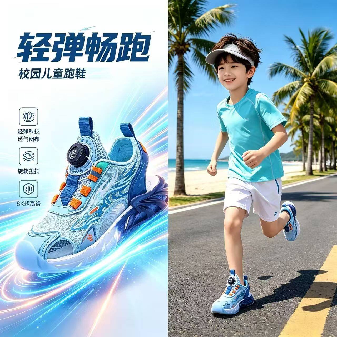 2026夏季男童运动风包头凉鞋旋钮扣防滑儿童沙滩鞋男孩运动凉鞋