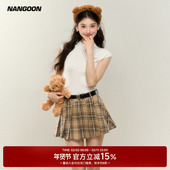 NANGOON T恤百搭设计感上衣女夏新 辣妹修身 半高领原创针织衫 无袖