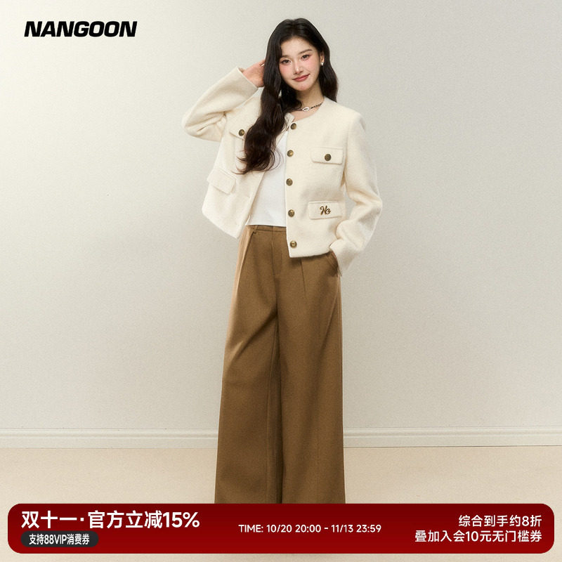 NANGOON 原创毛呢小香外套设计感新款上衣女春季休闲裤套装女显瘦
