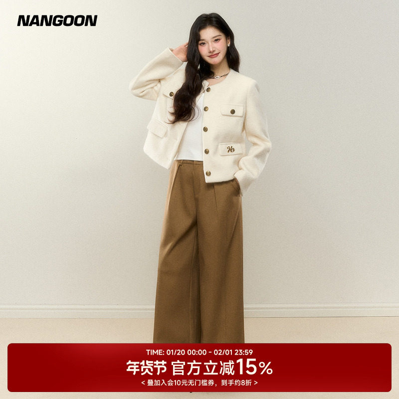 NANGOON 原创毛呢小香外套设计感新款上衣女秋季休闲裤套装女显瘦,女装/女士精品,短外套,淘宝优惠券,粉丝福利购,淘宝优惠卷