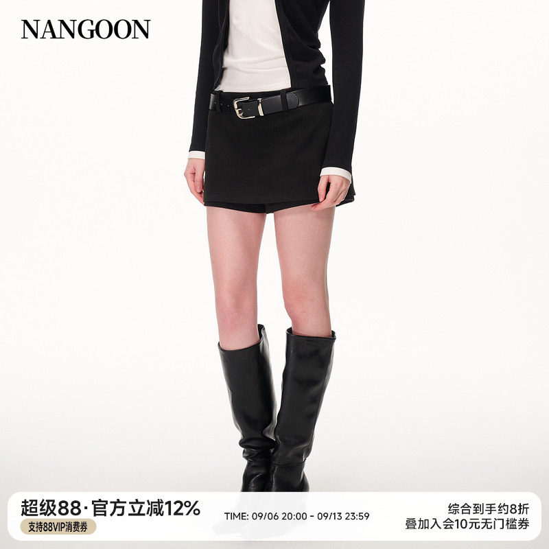 NANGOON 高腰线设计短款磨毛半身裙裙裤女2026秋季新款百搭裙子图片
