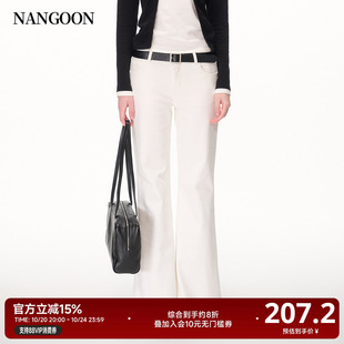NANGOON 高腰设计白色微喇叭直筒裤百搭显瘦裤子女夏新款牛仔裤子