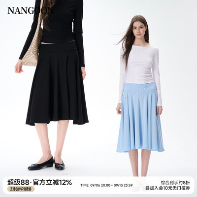 加薄绒莱赛尔针织垂感褶皱半身裙