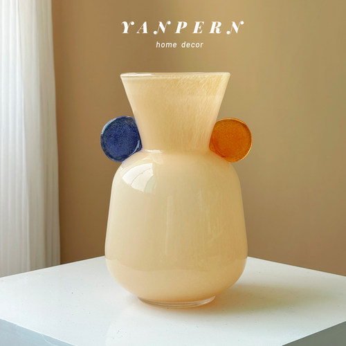 中古手工双耳可爱琉璃花瓶