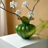 高级感琉璃花瓶中古风客厅插花装 饰摆件轻奢餐桌水养鲜花玻璃花器