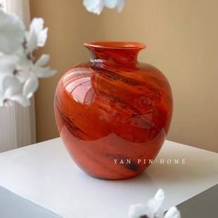 复古手工琉璃花瓶高级感斗柜茶几客厅餐桌样板房家居插花装饰摆件