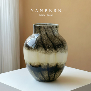 新中式宋式美学琉璃玻璃花瓶客厅桌面玄关柜台插花装饰摆件花器