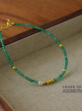 【追逐CHASE】原创天然绿玛瑙小米珠手链女轻奢小众设计高级感