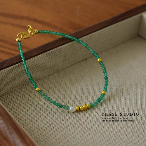 【追逐CHASE】原创天然绿玛瑙小米珠手链女轻奢小众设计高级感