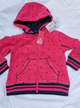 月天使2码出巴西HERING粉色波点连帽卫衣抓绒衫