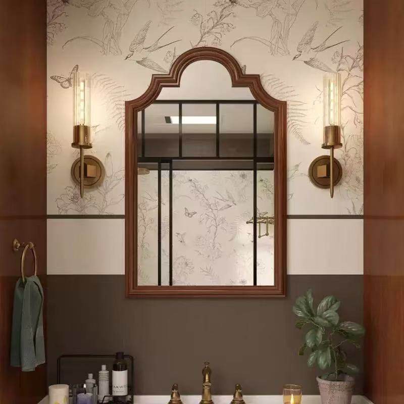 宋氏美学复古拱形浴室镜壁挂式实木边框卫生间化妆镜高级感装饰镜,家装主材,浴室镜,淘宝优惠券,粉丝福利购,淘宝优惠卷