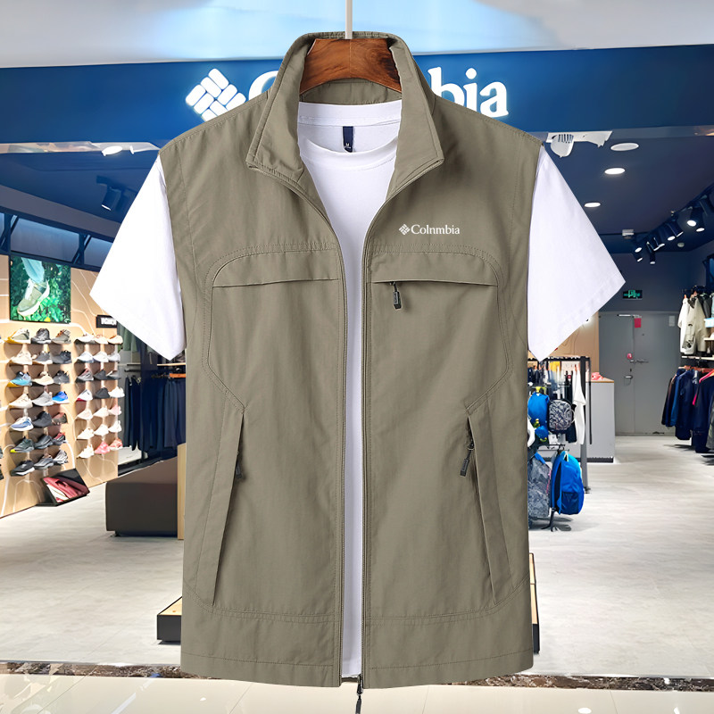 哥伦薄款透气马甲男士春夏秋钓鱼摄影多口袋背心外套坎肩马夹上衣