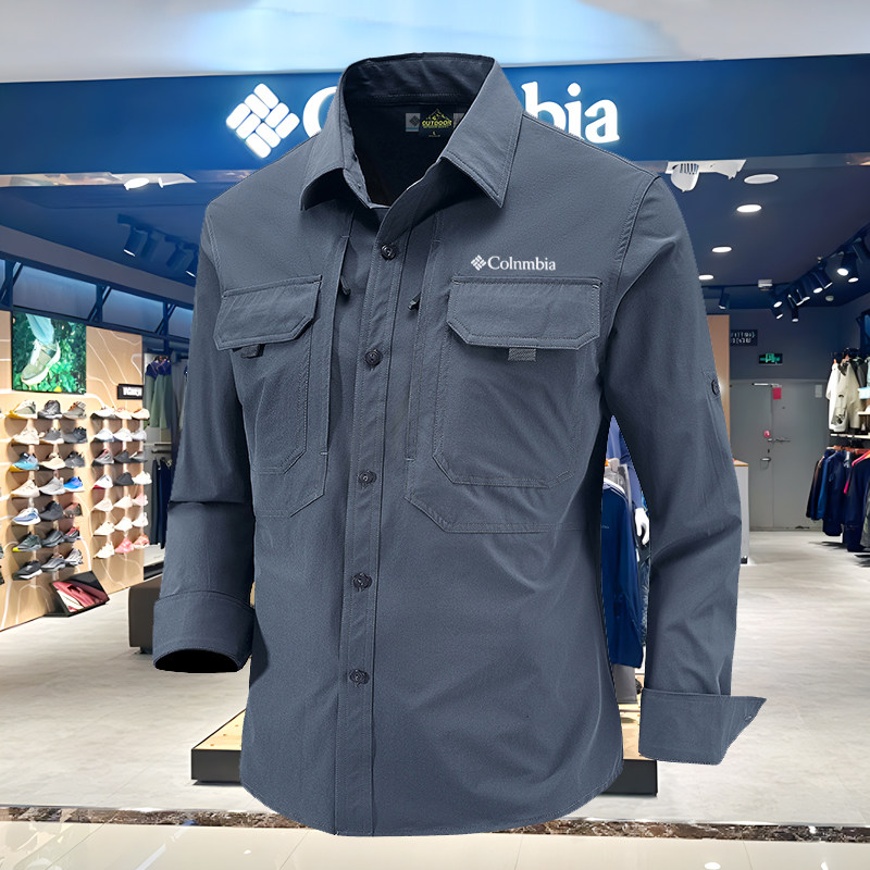 哥伦长袖衬衫男士夏季薄款宽松美式工装休闲衬衣夹克复古防晒上衣